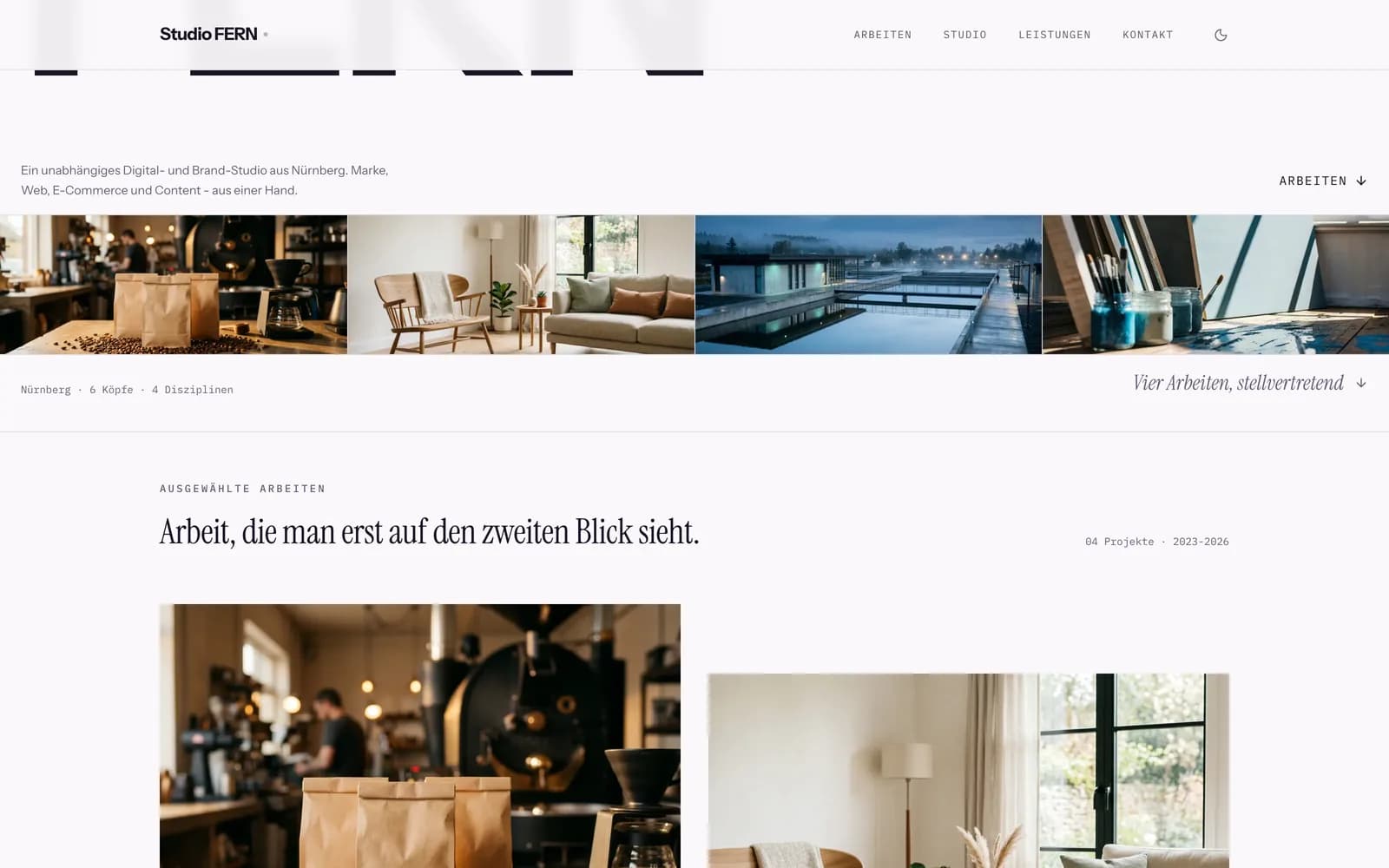 Studio FERN - Startseite des Kreativ-Showcases