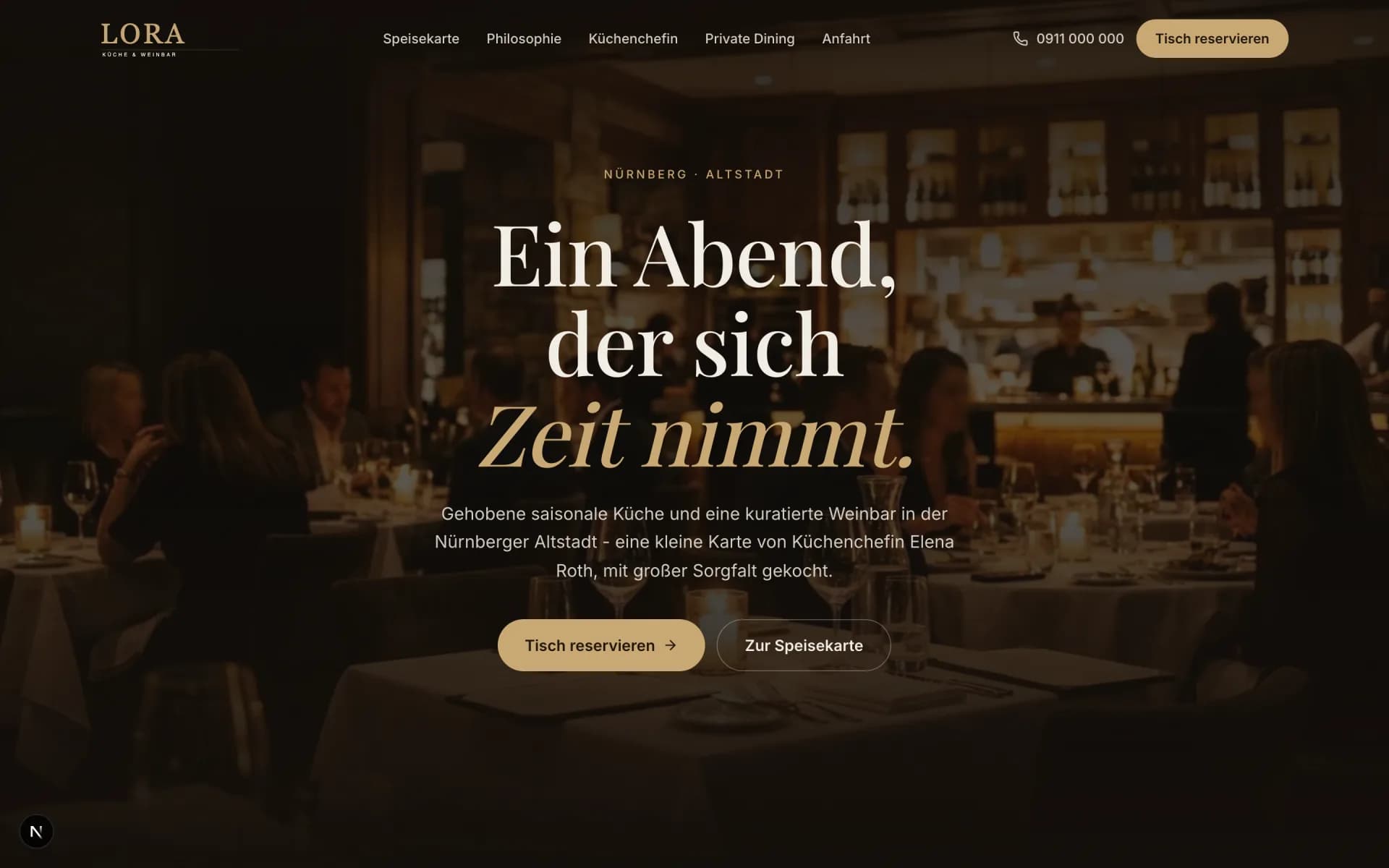 LORA - Startseite des Gastronomie-Showcases