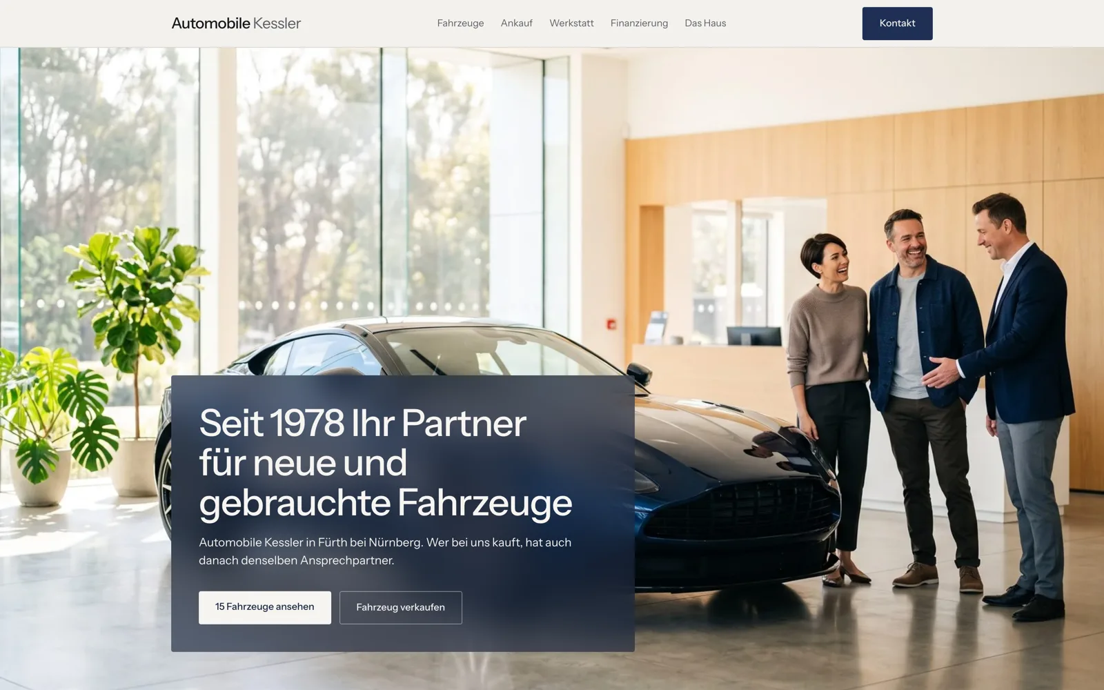 Car dealership - home page of the industry template