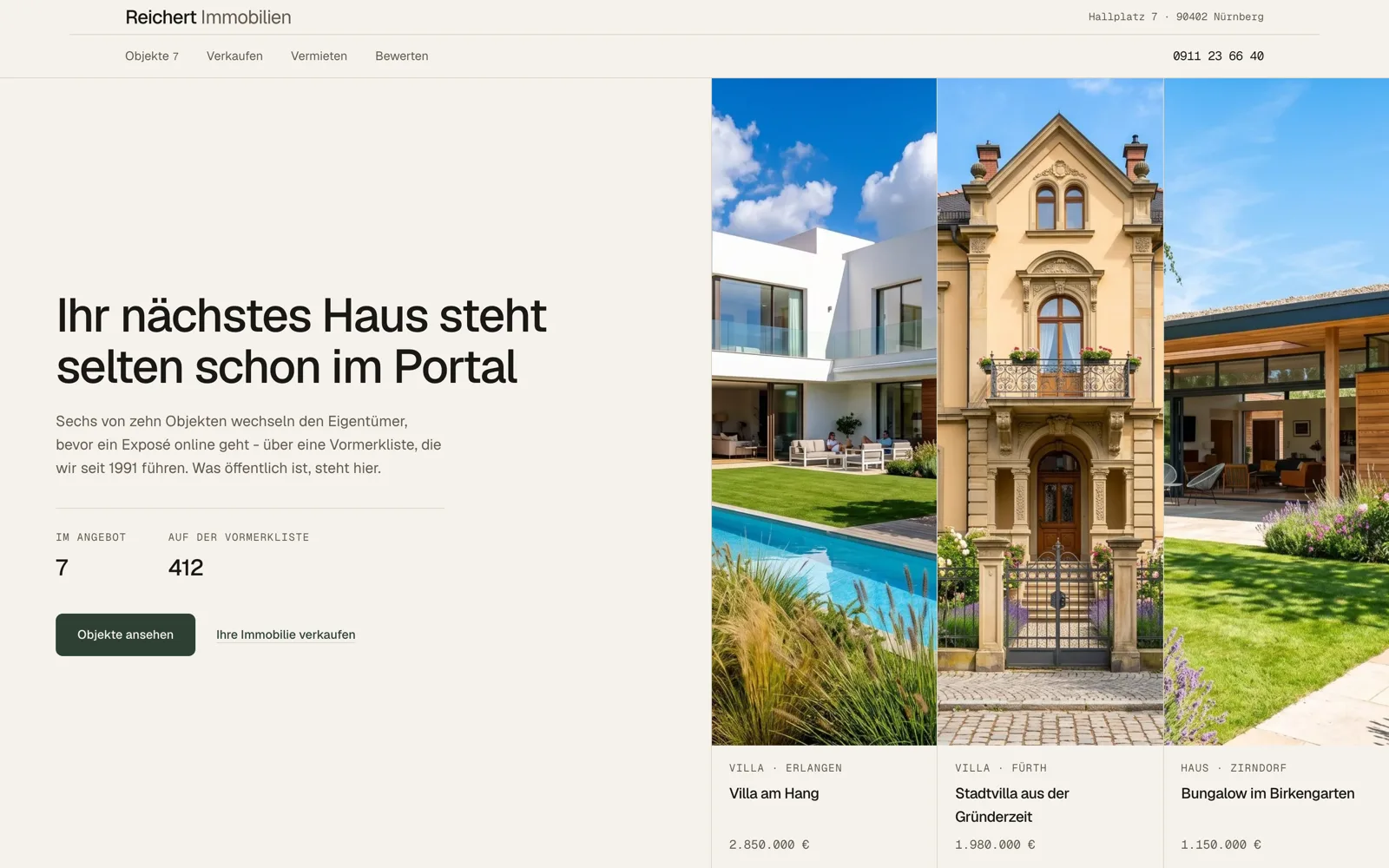 Estate agency - home page of the industry template