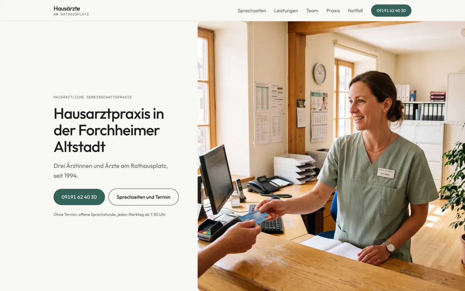 Family doctor practice - home page of the industry template